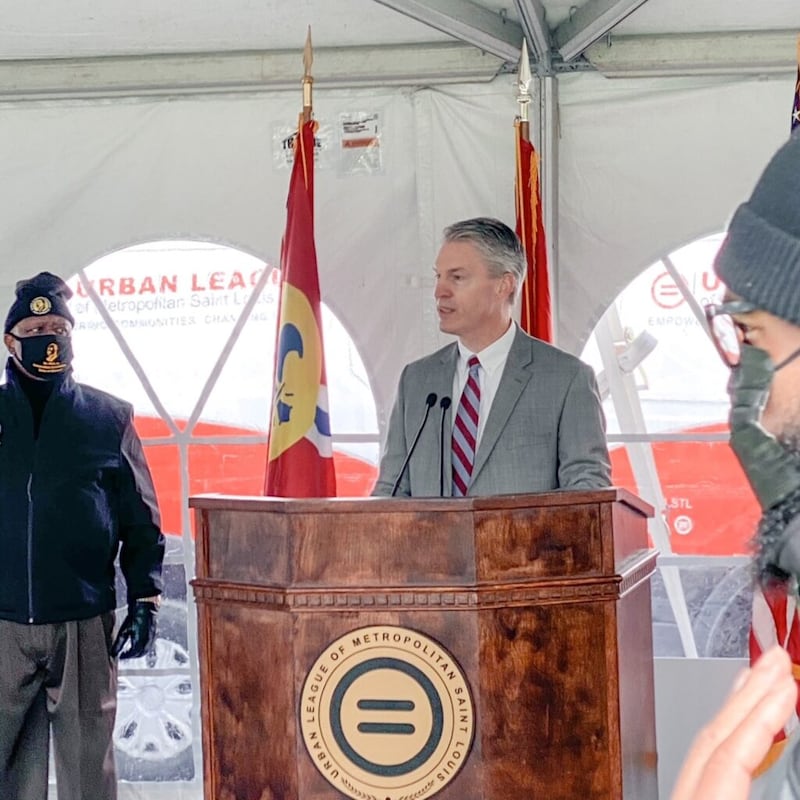 Élder Jeremiah J. Morgan, uma Setenta Autoridade Geral da Igreja, fala no evento do Dia de Martin Luther King Jr. em Florissant, Missouri, na segunda-feira, 18 de janeiro de 2021.