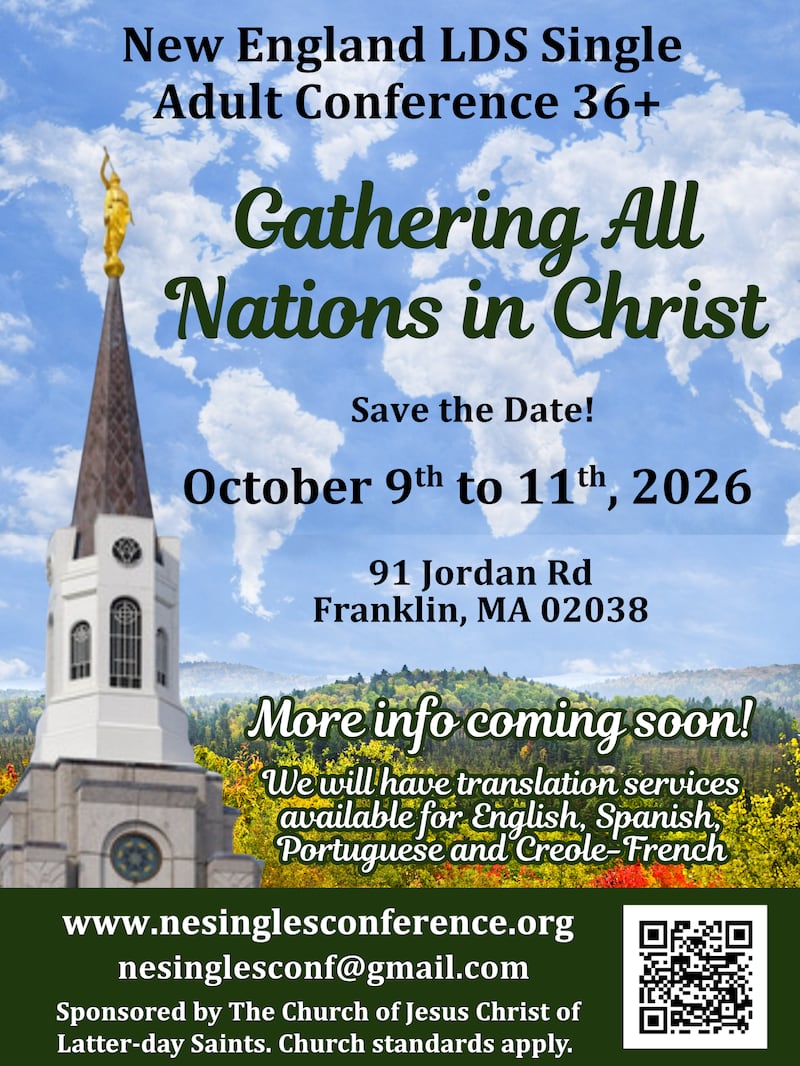 A Conferência dos Adultos Solteiros da Nova Inglaterra acontece de 9 a 11 de outubro de 2026, em Franklin, Massachusetts.