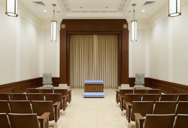 Uma sala de instrução do Templo de Willamette Valley Oregon.