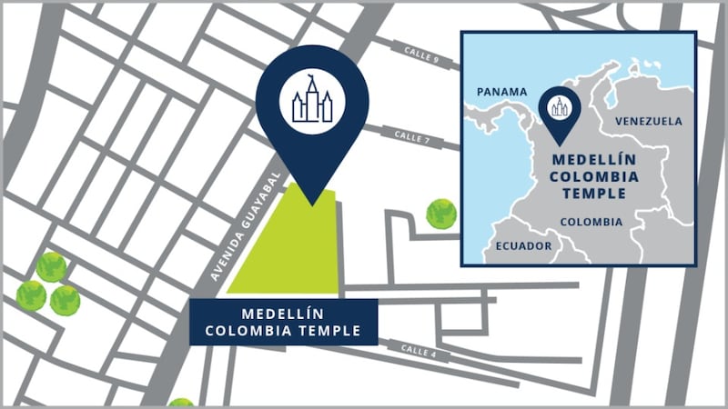 A site map of the Medellín Colombia Temple.