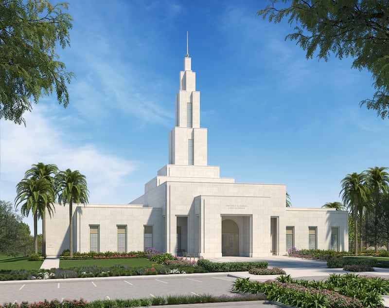 Ilustração do exterior do Templo de Goiânia, Brasil.