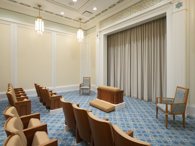 Uma sala de instruções do Templo de Belo Horizonte Brasil.