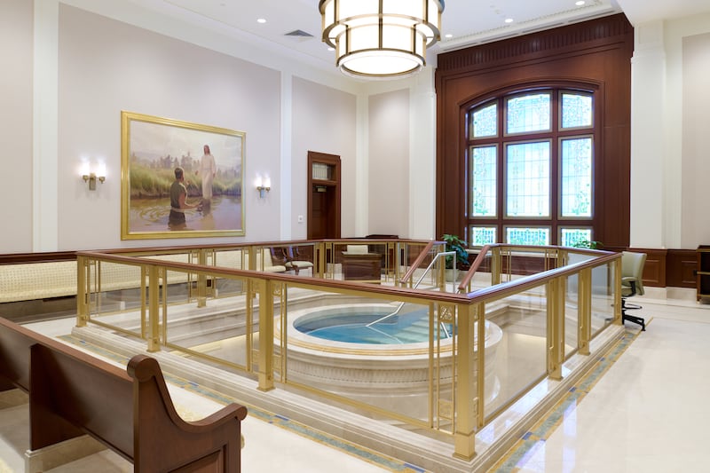 O batistério do Templo de Willamette Valley Oregon.