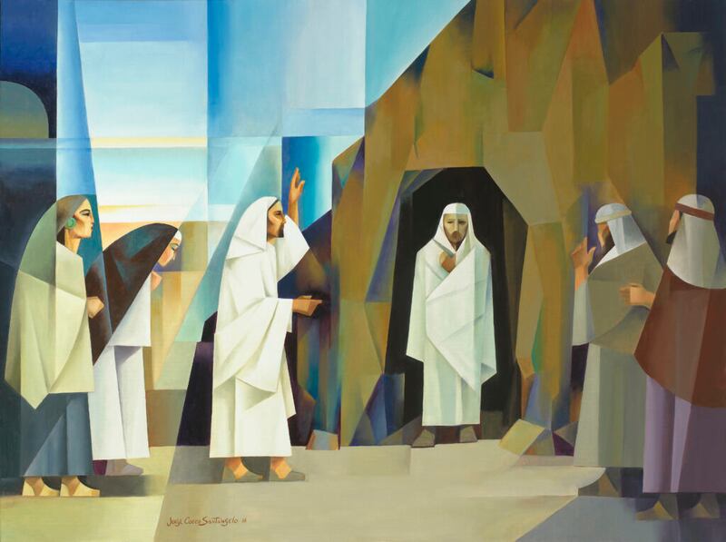 Pintura intitulada “Lázaro Sai para Fora”, feita pelo artista argentino Jorge Cocco Santángelo, foi destaque em uma exibição na Biblioteca da História da Igreja, no centro de Salt Lake City.