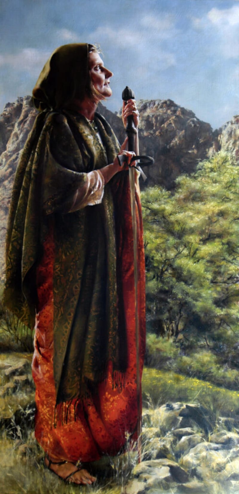 "Levantei-me como uma Mãe em Israel" é de Elspeth Young. Retrata a profetisa do Antigo Testamento, Débora.