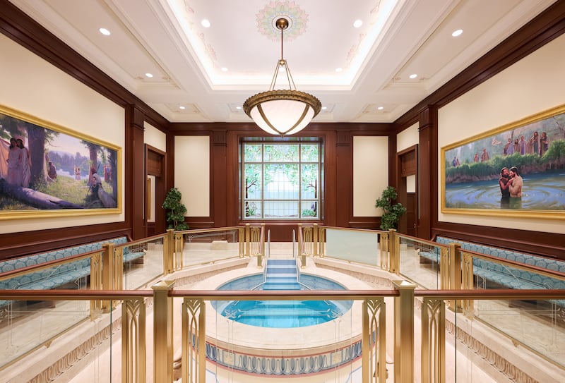 Um batistério do Templo de Lindon Utah.