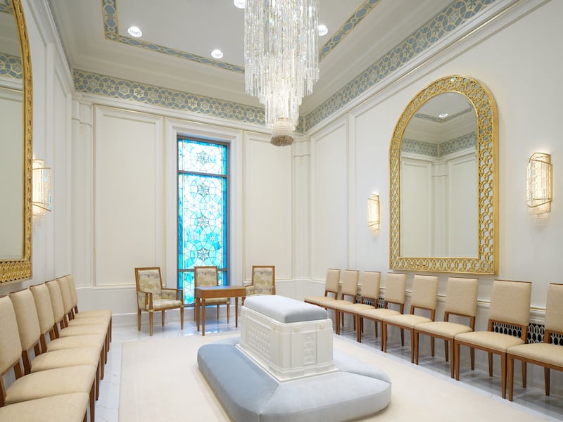 Uma sala de selamento do Templo de Belo Horizonte Brasil.
