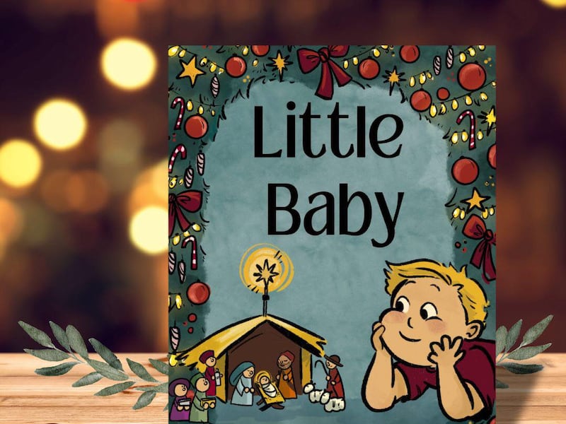 Um livro ilustrado conta a história do novo hino "Little Baby in a Manger" escrito por Traci Law.