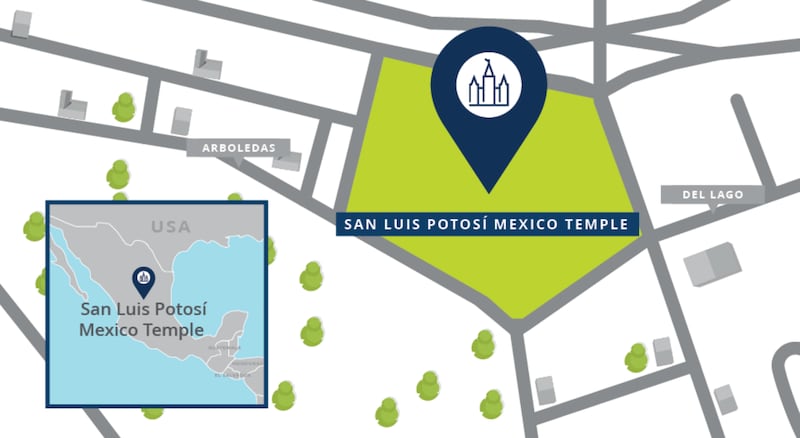 Um mapa do terreno do Templo de San Luis Potosí México.