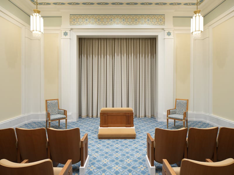 Uma sala de instruções do Templo de Belo Horizonte Brasil.