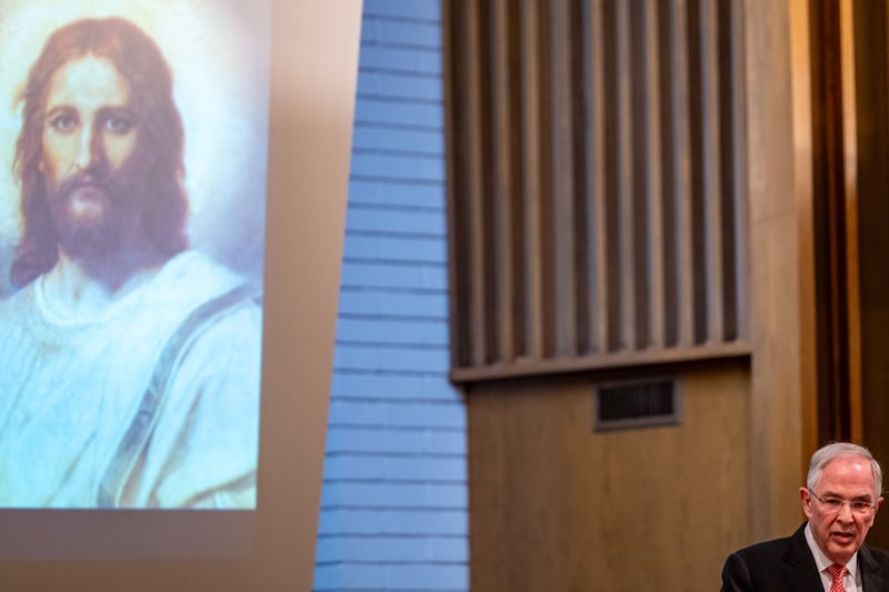 Elder Neil L. Andersen of the Quorum of the Twelve Apostles speaks during a young adult devotional in Placentia, California, on Saturday, May 16, 2026.