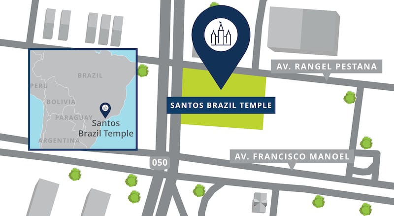 Um mapa do local do Templo de Santos Brasil.