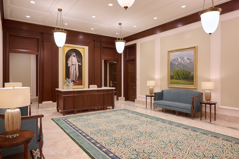 O balcão de recomendações do Templo de Lindon Utah.