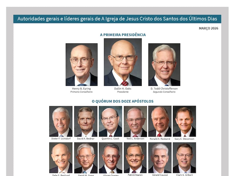 O organograma de março de 2026 das autoridades gerais e oficiais gerais de A Igreja de Jesus Cristo dos Santos dos Últimos Dias inclui a nova Primeira Presidência e dois membros recém-chamados do Quórum dos Doze Apóstolos.