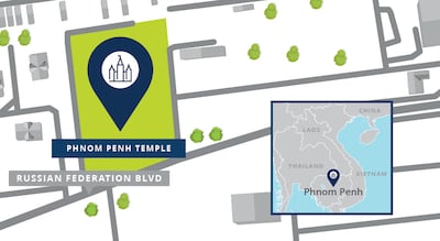 Localização do Templo de Phnom Penh Camboja.