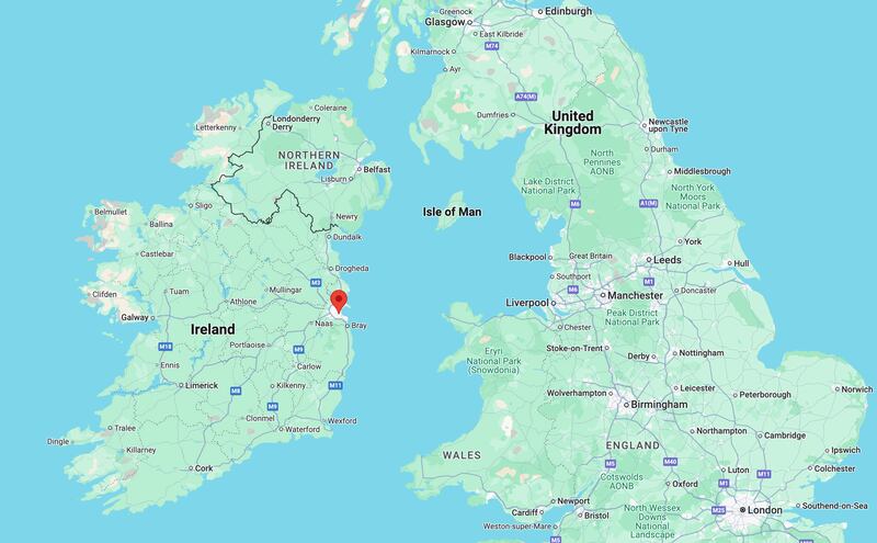 Um mapa da Irlanda, com um marcador em Dublin, no leste do país.