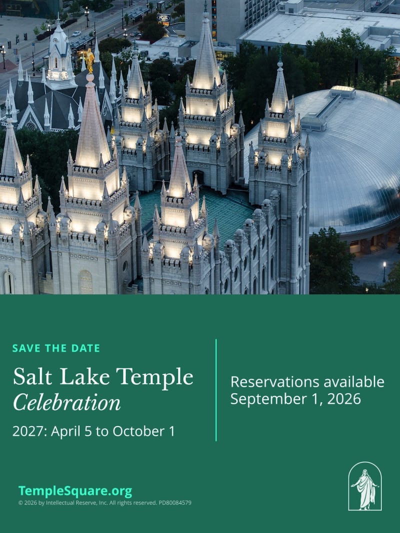 As reservas para as visitas guiadas da Casa Aberta do Templo de Salt Lake durante a Celebração do Templo de Salt Lake de seis meses estarão disponíveis em 1º de setembro de 2026 em TempleSquare.org.