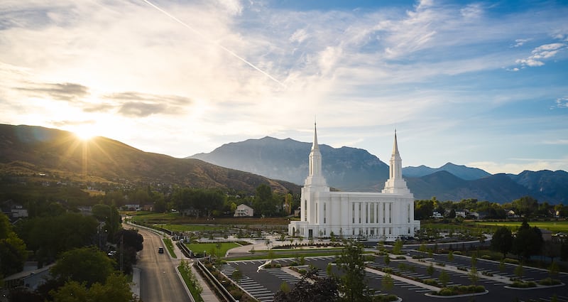 A ilustração do exterior do Templo de Lindon Utah.