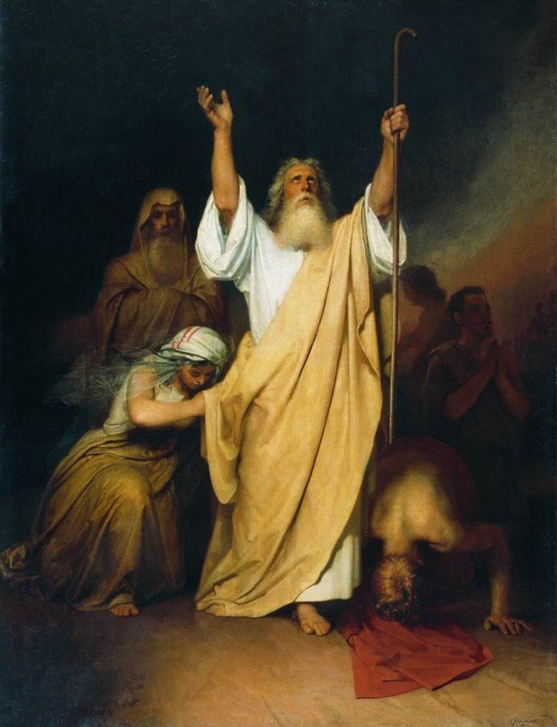 \"Oração de Moisés após os israelitas passarem pelo Mar Vermelho\" é uma pintura de Ivan Kramskoy.