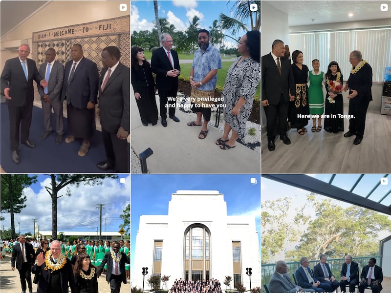 Postagens de vídeo selecionadas da conta de Elder Neil L. Andersen no Instagram mostram seu recente ministério na Área do Pacífico.