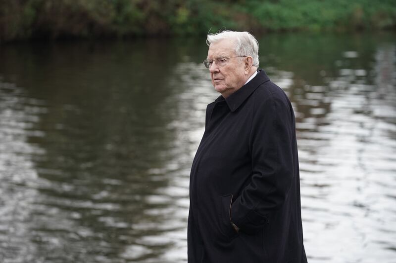 President M. Russell Ballard stands by the Trent River in England.