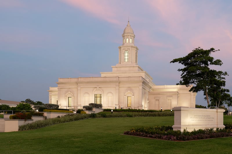 O exterior do Templo de Manágua Nicarágua de A Igreja de Jesus Cristo dos Santos dos Últimos Dias em 2026.