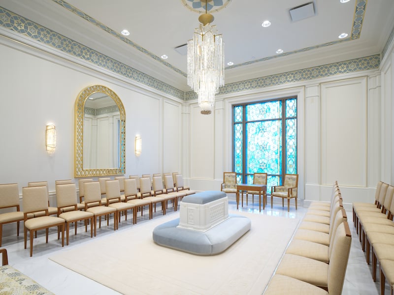 Uma sala de selamento do Templo de Belo Horizonte Brasil.
