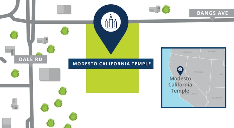 A localização do terreno do Templo de Modesto Califórnia.