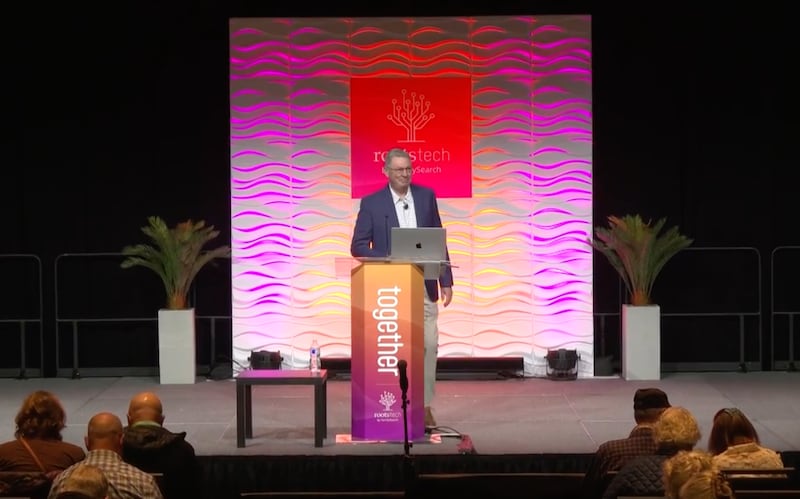 Shaun Stahle fala em uma aula no RootsTech 2026 intitulada "Every Stone a Sermon: Contemplating the Incomprehensible Future of the Salt Lake Temple", em 7 de março de 2026, no Salt Palace Convention Center, em Salt Lake City.