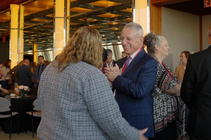 Elder Ulisses Soares of the Quorum of the Twelve Apostles speaks with participants at the 2026 Forum on Faith at New York University in Greenwich Village on Wednesday, Oct. 14, 2026.