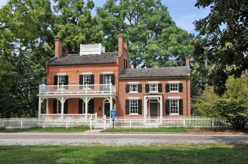A casa de Heber C. e Vilate Kimball, na cidade histórica de Nauvoo, Illinois, em 2021.