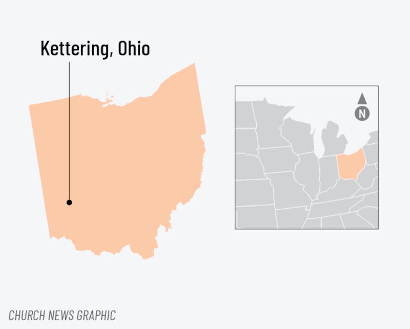 Um mapa mostra o local de nascimento de Elder Jeremiah J. Morgan, Setenta Autoridade Geral, em Kettering, Ohio.