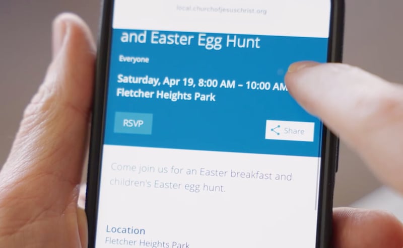 Activity Sharing permite que membros convidem amigos para atividades de ala e serviços de adoração de domingo e ajuda pessoas que procuram online por eventos locais a encontrá-los e RSVP.