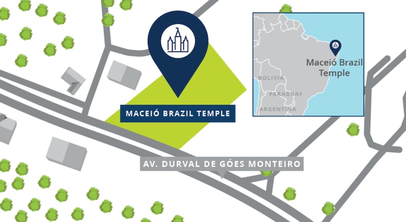 Um mapa do local do Templo de Maceió Brasil.