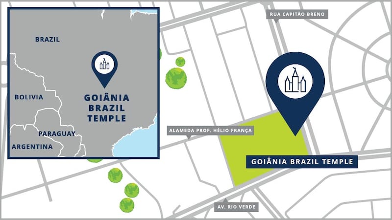 Um mapa do local do Templo de Goiânia Brasil.