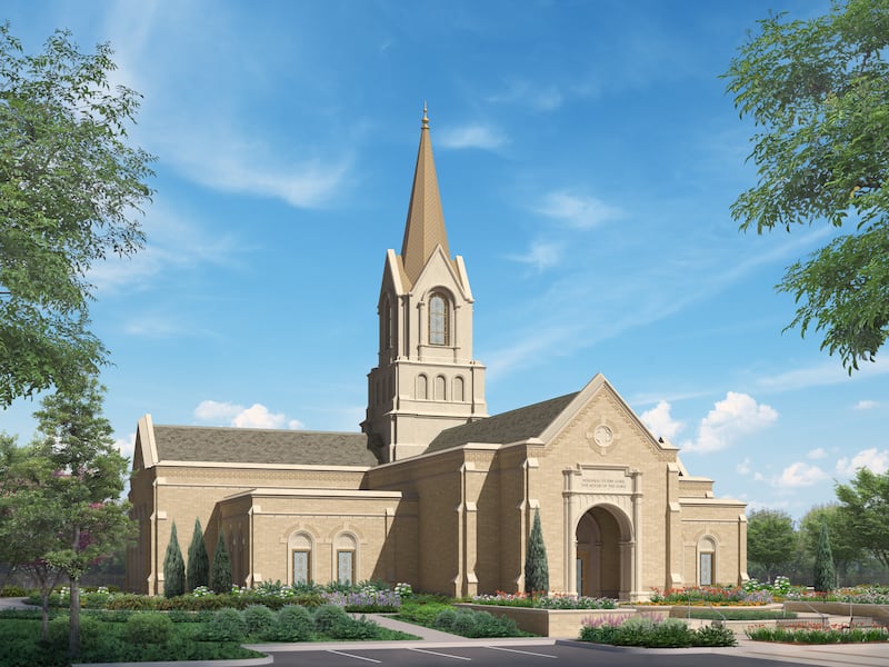 Uma ilustração arquitetônica do Templo de Rapid City, Dakota do Sul.