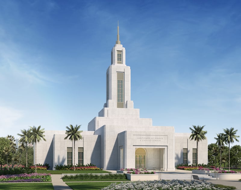 Ilustração do exterior do Templo de Campo Grande, Brasil.