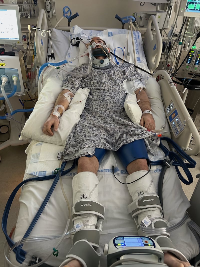 Israel Garcia in the hospital before he woke up