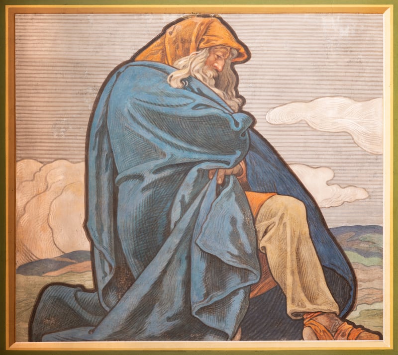 Esta pintura em afresco do Rei Ezequias é de Felix Jenewein (1857-1905) e está exposta na igreja Neuottakringer Pfarrkirche em Viena, Áustria, em 5 de julho de 2021.
