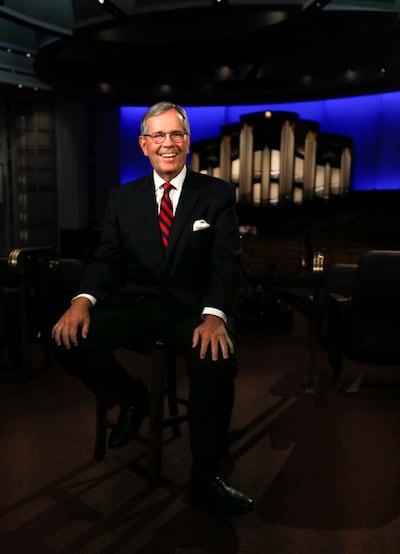 Mike Leavitt, ex-governador de Utah, fala sobre seu novo papel como presidente do Coro do Tabernáculo na Praça do Templo, no Centro de Conferências em Salt Lake City, na sexta-feira, dia 6 de agosto de 2021.