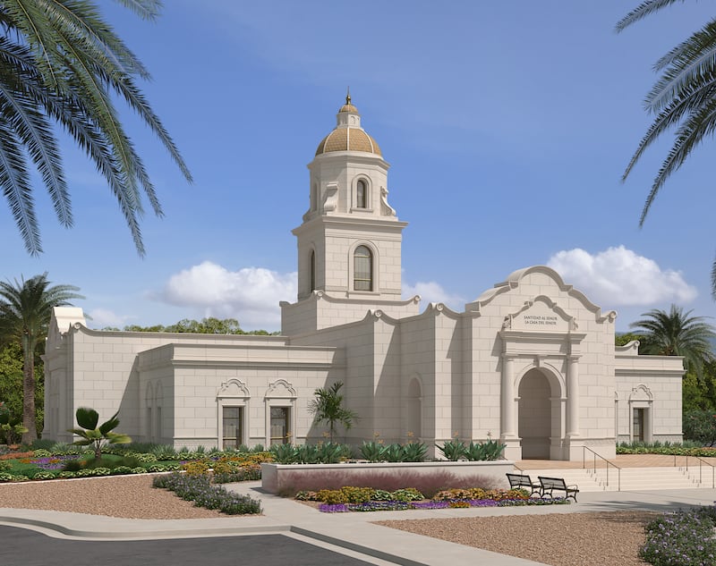 Uma ilustração do exterior do Templo de Culiacán México.