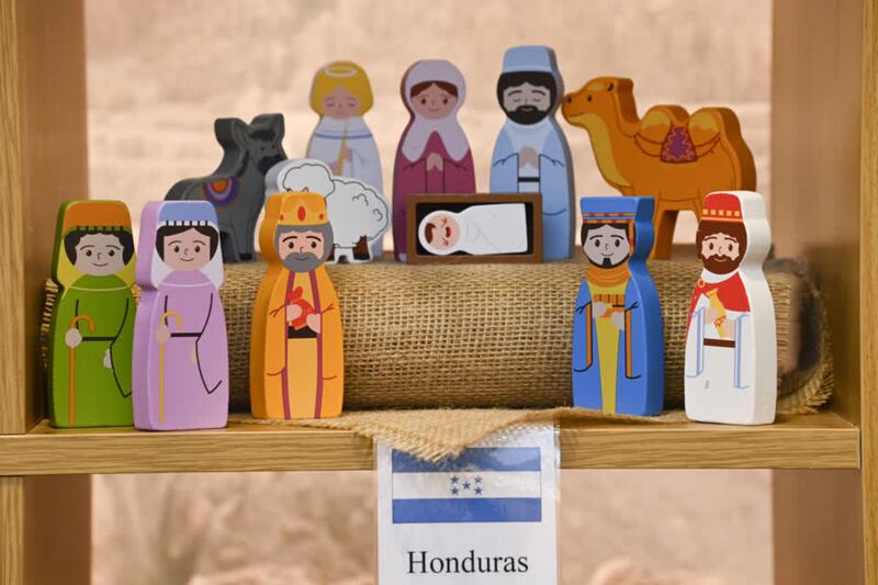 Presépio de Honduras em exibição na capela de Hyde Park em Londres, Inglaterra, em 1º de dezembro de 2022.