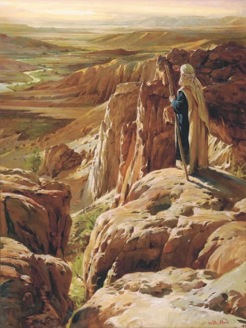\"O Senhor Lhe Mostrou Toda a Terra\" é uma ilustração de Walter Rane.