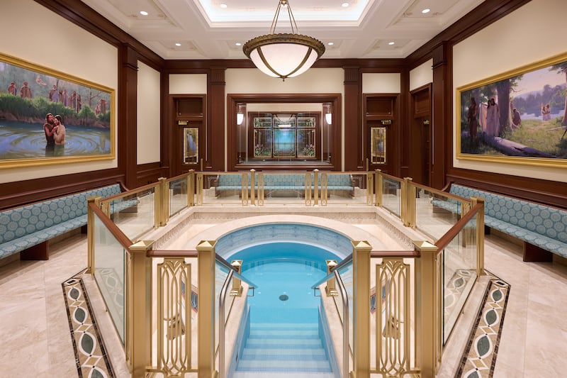 Um batistério do Templo de Lindon Utah.