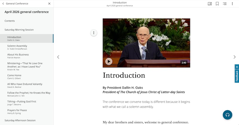 As mensagens da conferência geral de abril de 2026 estão disponíveis para estudo e revisão na Gospel Library.