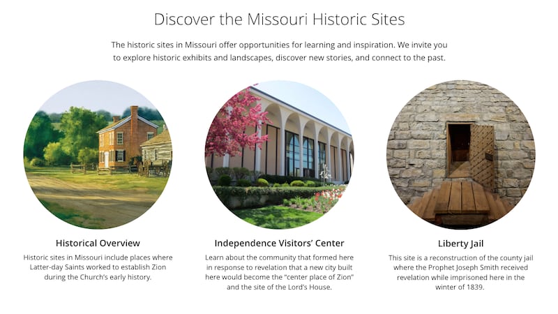Um novo site oferece recursos históricos e informações para aqueles interessados em visitar ou aprender sobre os sítios históricos de Missouri da Igreja.