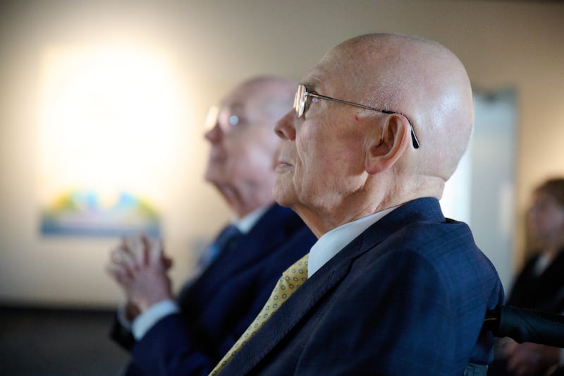 President Dallin H. Oaks and President Henry B. Eyring tour the Church’s new Humanitarian Center in Salt Lake City on Friday, May 22, 2026.