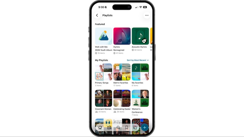 An image of the featured playlists in the Gospel Library app.