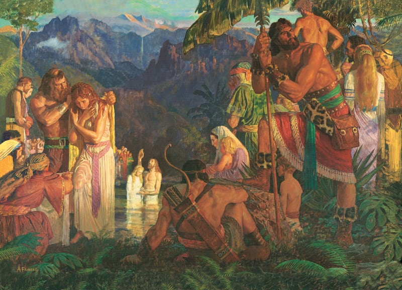 "Alma Batiza nas Águas de Mórmon," de Arnold Friberg