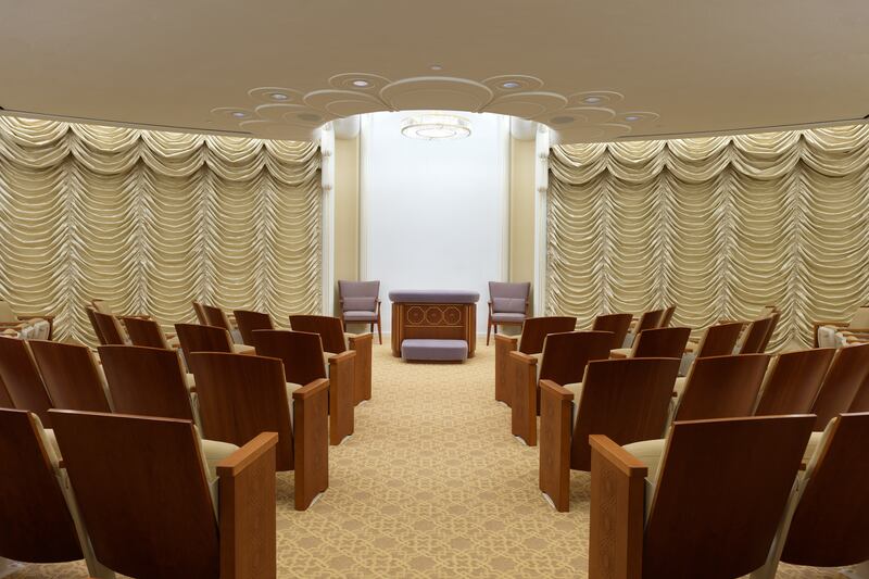 Uma sala de instruções do Templo de San Diego Califórnia.